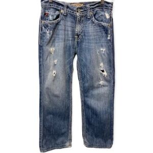 Big Star 33X28 Pioneer Boot Cut Mens Jeans Distressed 100% Cotton Non-Stretch